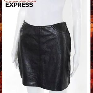 COMPAGNIE INT EXPRESS Auth Chic Blk Leather Skirt